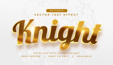 3D altın şövalye parlayan efekt vektörlü metin biçimi