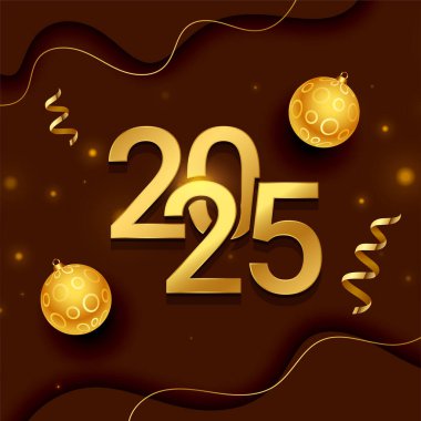 Altın 2025 harfli yeni yıl şenlik arka plan vektörü