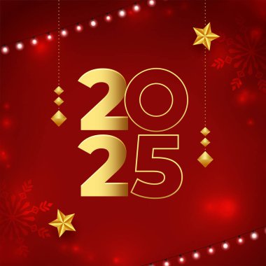 altın 2025 yeni yıl arkaplanı metin alanı vektörüyle
