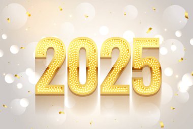 altın parıldayan 2025 yeni yıl arkaplanı kopyalama alanı vektörüyle