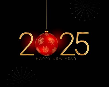 2025 yeni yıl karanlık arkaplanı asılabilir xmas değerli vektörü