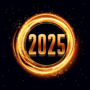 3d 2025 ışık efektli yeni yıl şablonu