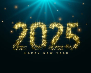 altın parıltılı 2025 yeni yıl şenlik arka plan tasarım vektörü