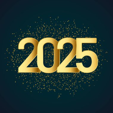 2025 Yeni Yıl Davetiye Arkaplanı Altın Parıltı Etkisi Vektörü