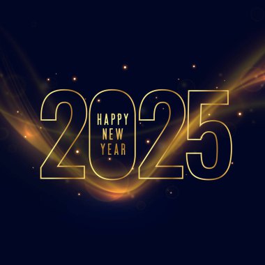 şık bir 2025 yeni yıl arkaplanı ışık çizgisi vektörüyle selamlama