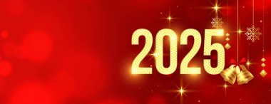 Metin alanı vektörlü dekoratif 2025 yeni yıl şenlik duvar kağıdı