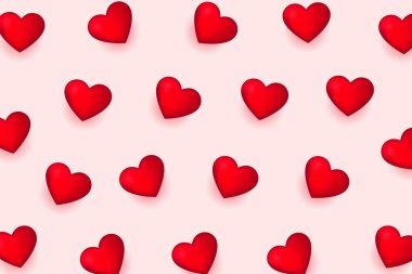 Romantik dekor vektörü için gerçekçi kırmızı aşk kalp şablonu