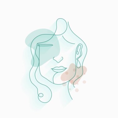 soyut bir doğrusal kadın el çizimi biçim vektöründe yüz portresi