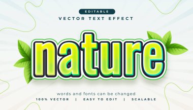 Yaprak tasarım vektörü ile düzenlenebilir yeşil doğa metin efekti