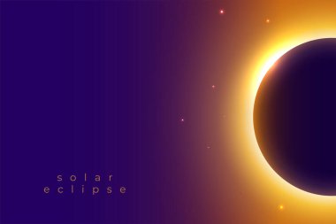 Parlak ışın etkisi vektörlü zarif güneş tutulması pankartı