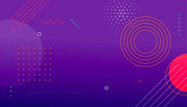 Memphis element dekorasyon vektörüyle soyut geometrik arkaplan pankartı