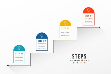 İş pazarlama vektörü için dört adım kilometre taşı yolu şablonu