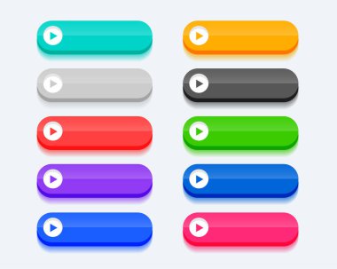 Koleksiyon vektöründe 3d biçim renkli web uygulama düğmesi işareti