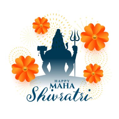 Çiçek tasarımı vektörlü Hint şenlikli mahashivratri tebrik kartı