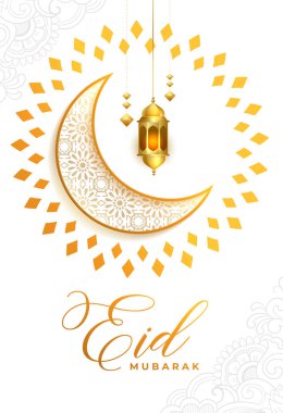 Hilal ve lamba vektörlü bayram mübarek şablonu