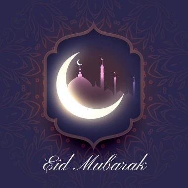 Işık saçan hilal vektörlü bayram mübarek şenlik arkaplanı