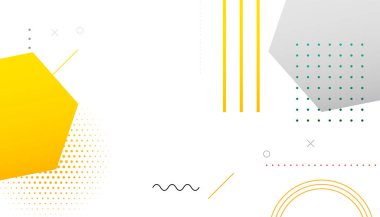 Yarım ton nokta vektörlü minimal ve soyut memphis desen pankartıName