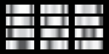 Premium metalik gri gradyan palet tasarım vektörü seti