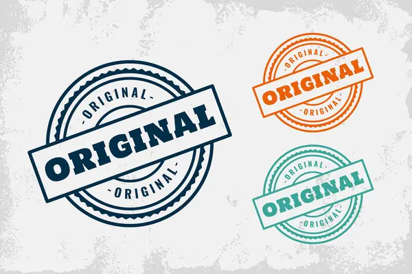 Üç sertifikalı orijinal kauçuk pul dizayn vektörü