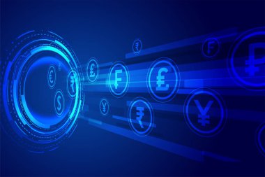 dijital para transfer tekno kavramı devre diyagramı vektörü ile