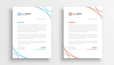 Resmi bir kağıt vektörü şablonunun iki profesyonel antetli koleksiyonu