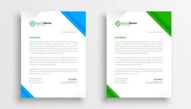 mavi ve yeşil profesyonel antetli şablon iki vektör kümesi