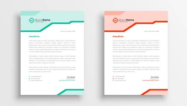 Modern sunum vektörü için iki resmi antetli kağıt düzeni paketi