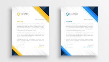 mavi ve sarı şirket antetli bir iş kırtasiye vektörü düzenle