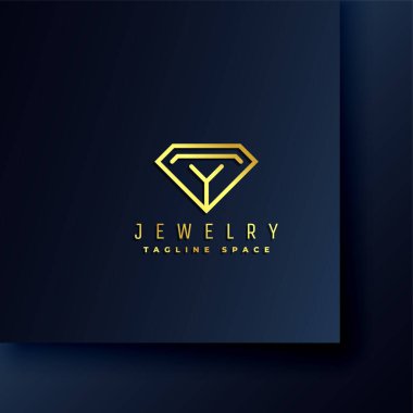 Elmas taş sembollü lüks mücevher logosu şablonu 