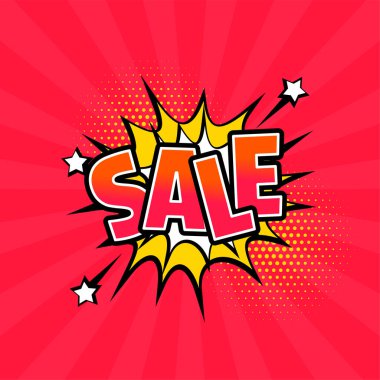 Pembe ve sarı renk vektörü ile pop sanat tarzı satış arkaplanı