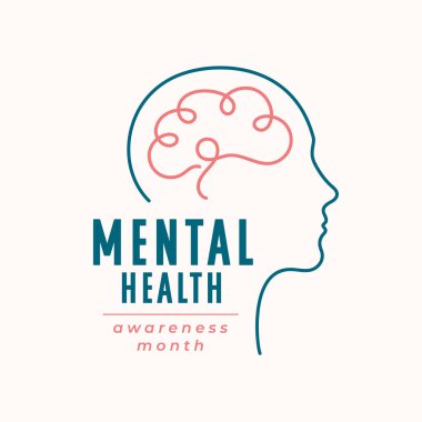 çizgi sanatı insan başı zihinsel sağlık kampanyası arka plan vektörü