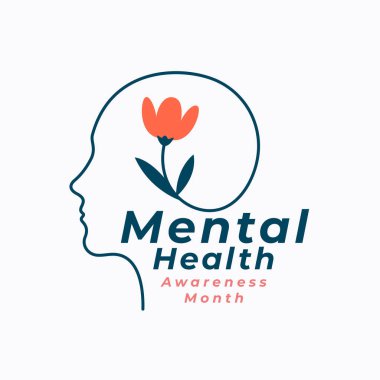 çizgi biçimi insan başı zihinsel sağlık farkındalığı ay sonu vektörü