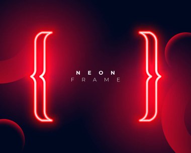 metin uzayı vektörü ile parlayan neon biçimi kırmızı parantez