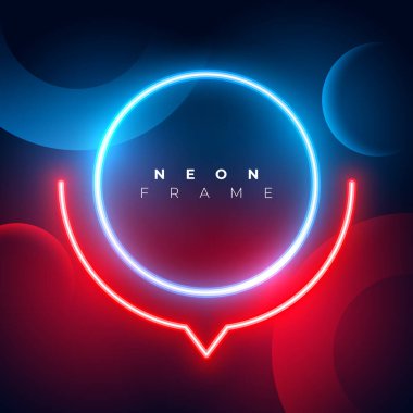 mavi ve kırmızı boş neon çerçeve arkaplan tasarımı vektörü