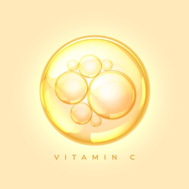 C vitamini askorbik su çözeltisi balon tasarım vektörü