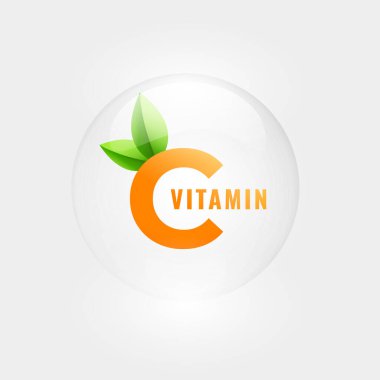 organik c vitamini mineral beyaz arkaplan yapraklar tasarım vektörü