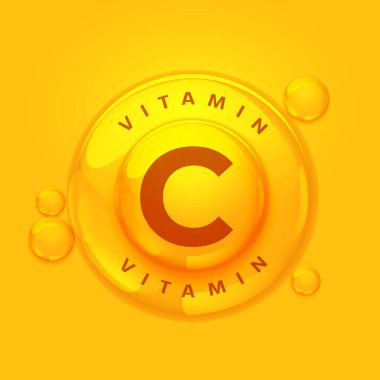 C vitamini mineral suyu jel turuncu arkaplan vektörü