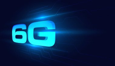 6g ultra hızlı kablosuz ağ tekno arkaplan vektörü