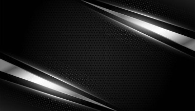 koyu siyah arkaplan tasarım vektörü üzerinde modern gümüş geometrik şekil