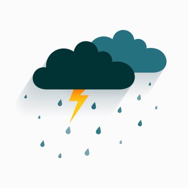 origami sanatı kara bulut ve gök gürültüsü aydınlatma vektörlü yağmur damlası arkaplanı