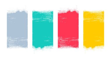 Fırça darbesi biçimi vektöründe sanatsal renkli grunge desen pankartı paketi