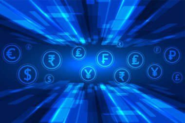 küresel döviz teknolojisi konsepti arka plan vektörü