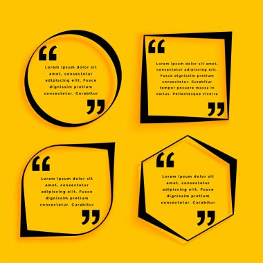 Çift ters virgül işareti sarı şablon tasarım vektörü kümesi