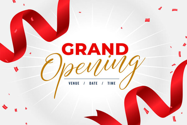 торжественное открытие праздничного баннера для коммерческого магазина или ресторанного вектора