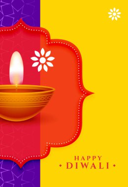Mutlu diwali bayramı posteri sosyal medya posta vektörü
