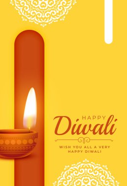 Sosyal medya posta vektörü için mutlu diwali selamı sarı posteri