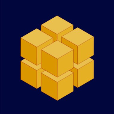 soyut 3d izometrik blok zinciri arkaplan vektörü 