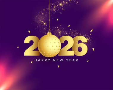 Mutlu yıllar 2026 Işıltılı yol vektörüyle geçmiş diliyor