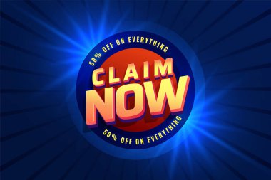 buy and claim now 50 percent discount offer template vector