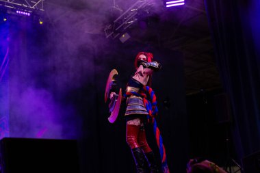 Kyiv, Ukrayna - 9 Haziran 2024 - FanCon etkinliği, inek ve pop kültür festivali. Cosplay kostüm gösterisi yarışması.